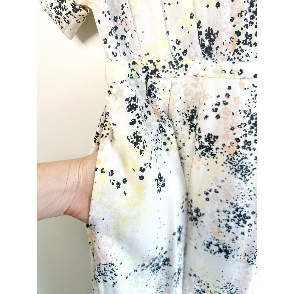 Equipment Tavine 100% Silk Wrap Dress Pockets Kimono Sleeve Abstract Floral Sz 4